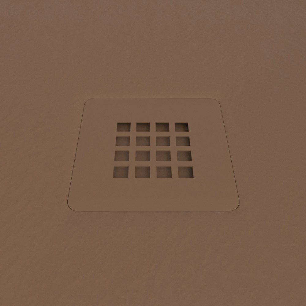 Plato ducha resina CLOE Pardo Beige RAL 8024 con textura pizarra antibacteriano y antideslizante. Rejilla termolacada - Imagen 3