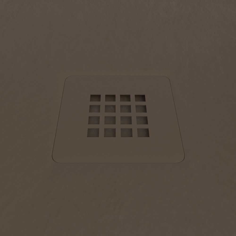 Plato ducha resina CLOE Marrón Tierra RAL 8028 con textura pizarra antibacteriano y antideslizante. Rejilla termolacada - Imagen 3