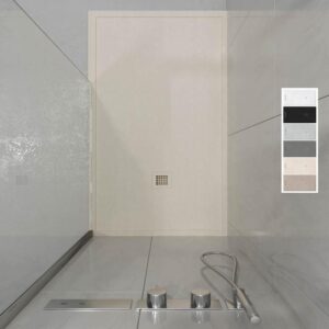 Plato ducha resina enmarcado ABSOLUTE Crema - textura pizarra - antibacteriano y antideslizante. Colores a elegir.