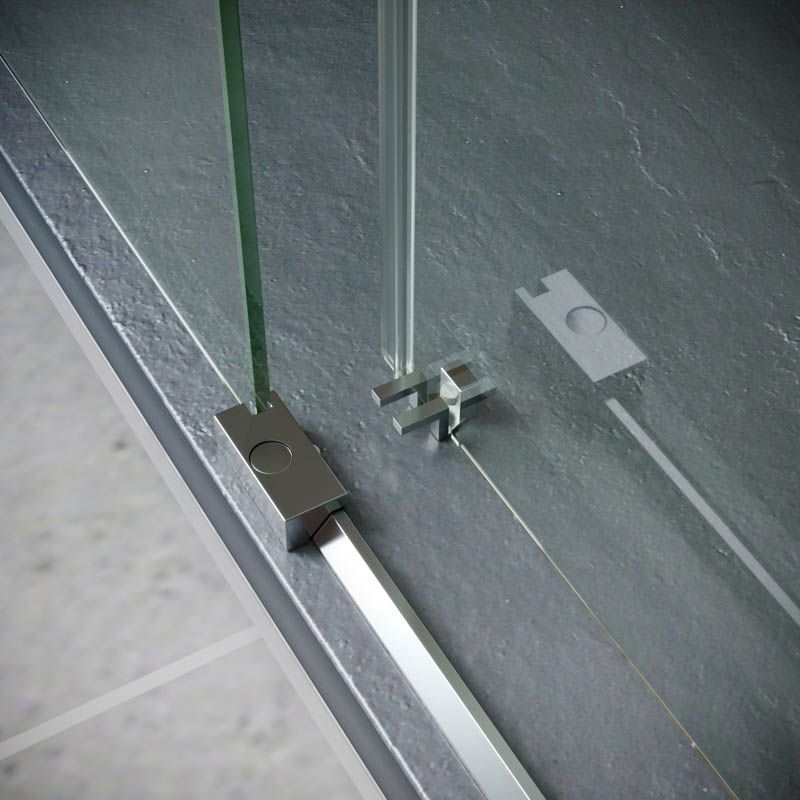 Mampara de ducha frontal VISION 1 fijo -1 puerta corredera. Sin perfil inferior. Con tratamiento anti-cal . Acabado CROMO BRILLO - Imagen 2