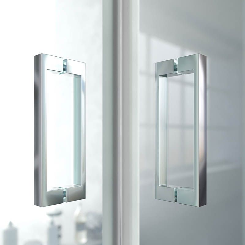 Mampara de ducha cuadrada BASIC apertura angular 2 fijos-2 puertas correderas. Sin perfil inferior. Con tratamiento anti-cal.Acabado CROMO BRILLO. - Imagen 2