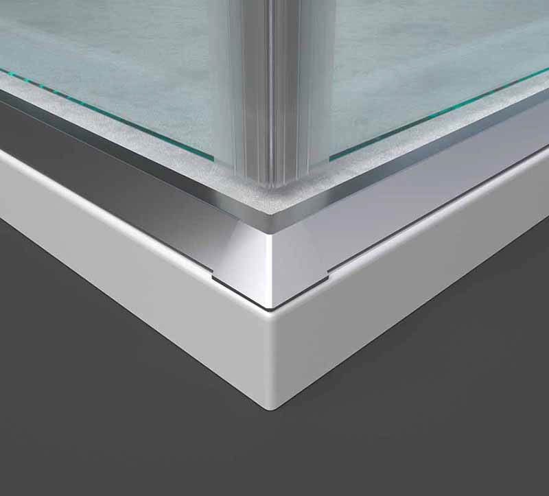 Mampara de ducha cuadrada BASIC apertura angular 2 fijos-2 puertas correderas. Sin perfil inferior. Con tratamiento anti-cal.Acabado CROMO BRILLO. - Imagen 3