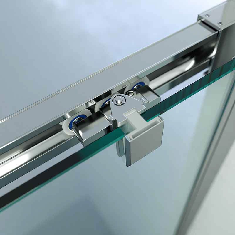 Mampara de ducha cuadrada BASIC apertura angular 2 fijos-2 puertas correderas. Sin perfil inferior. Con tratamiento anti-cal.Acabado CROMO BRILLO. - Imagen 6