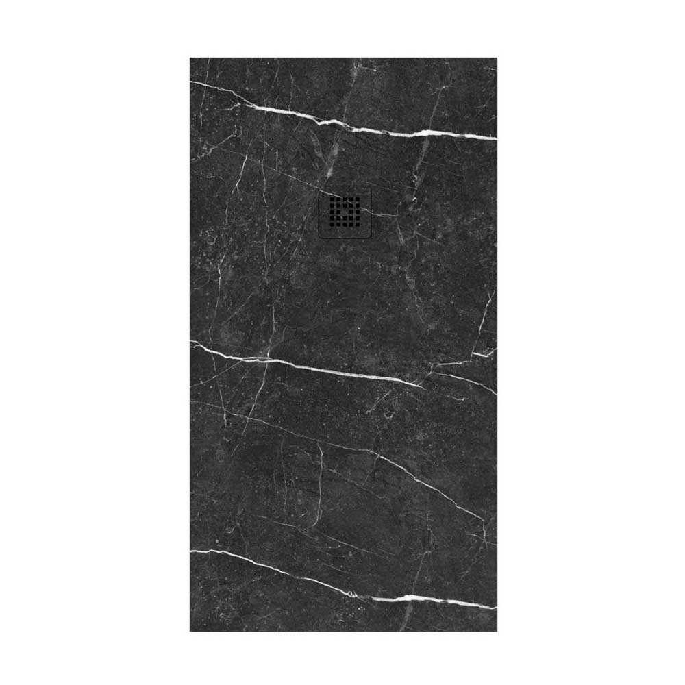 Plato de ducha resina textura pizarra. Efecto en mármol Sahara negro - antideslizante STONE 3D moderno