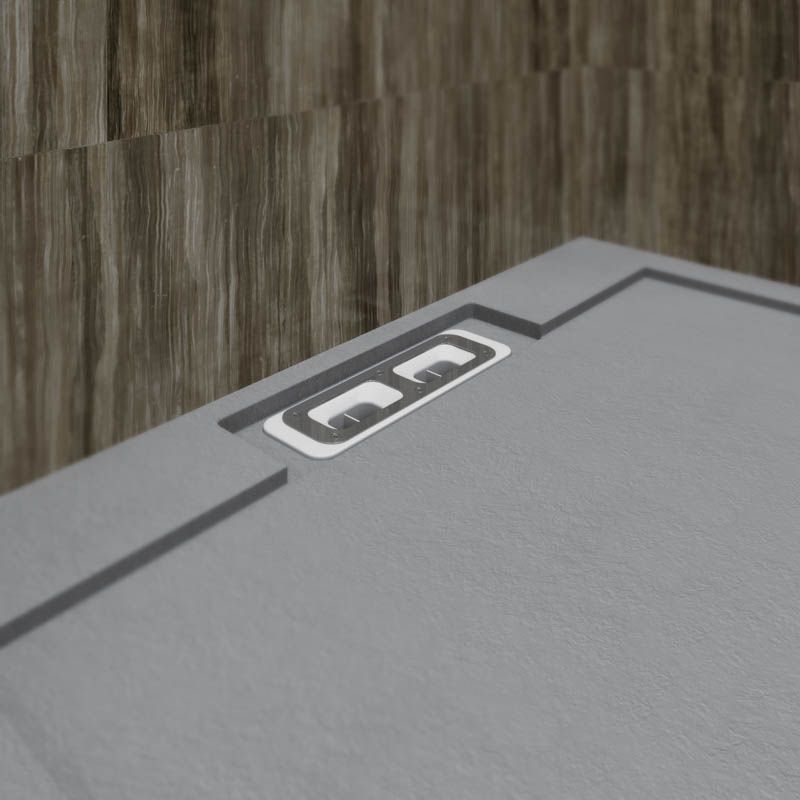 Plato ducha resina enmarcado SYSTEM Gris Cemento - colores a elegir - textura pizarra - antibacteriano y antideslizante - Imagen 2