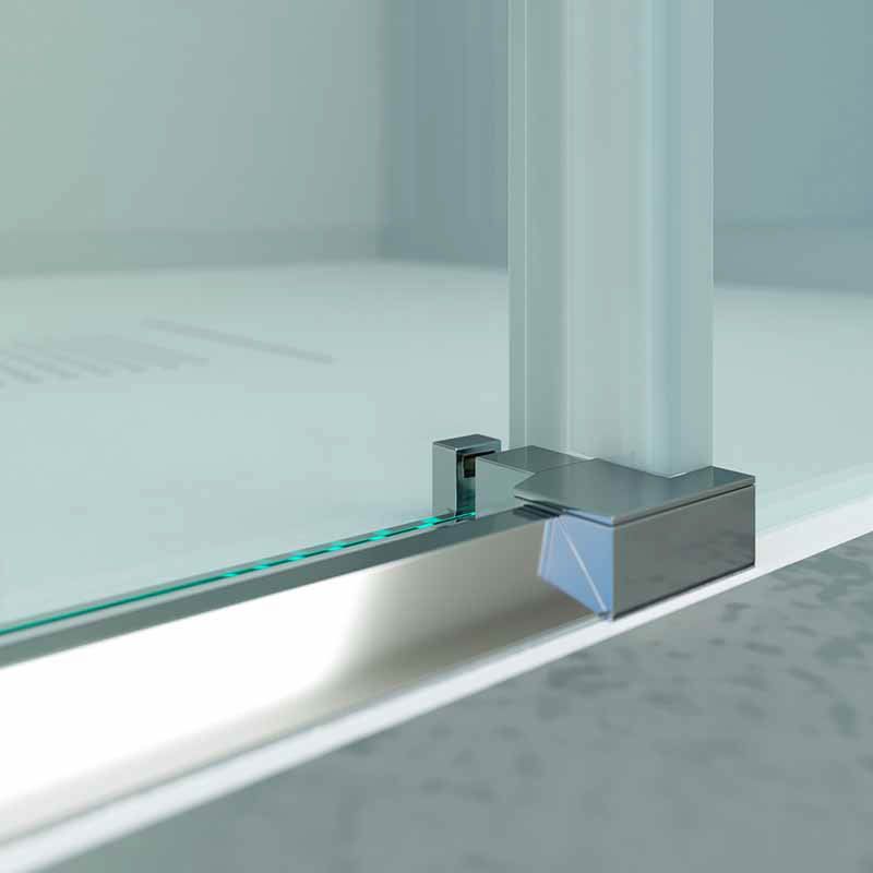 Mampara de ducha cuadrada BASIC apertura angular 2 fijos-2 puertas correderas. Sin perfil inferior. Con tratamiento anti-cal.Acabado CROMO BRILLO. - Imagen 7