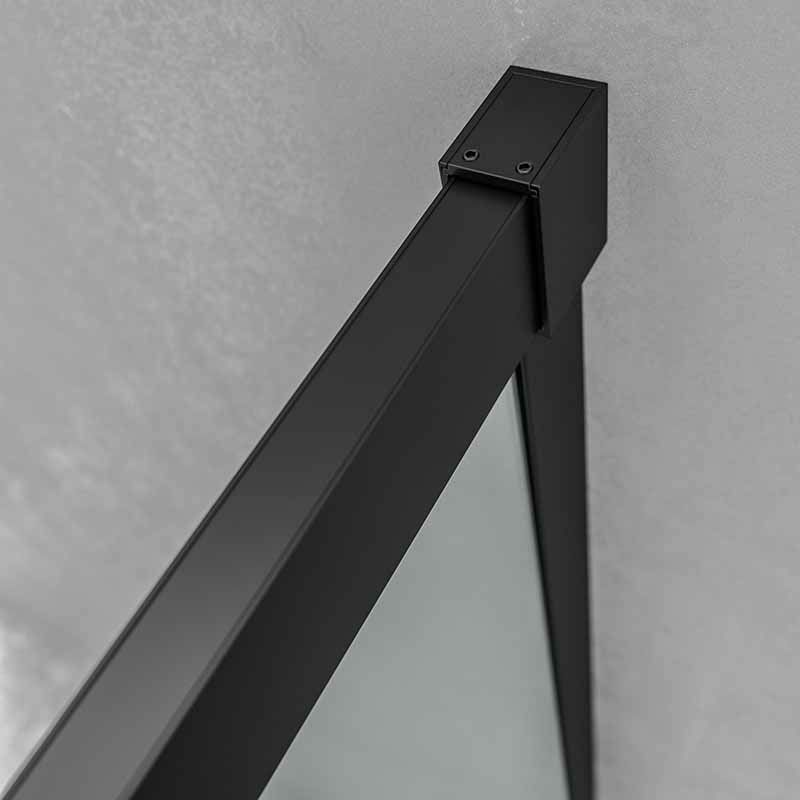 Mampara de ducha cuadrada BASIC apertura angular 2 fijos-2 puertas correderas. Sin perfil inferior. Con tratamiento anti-cal.Acabado NEGRO MATE - Imagen 5