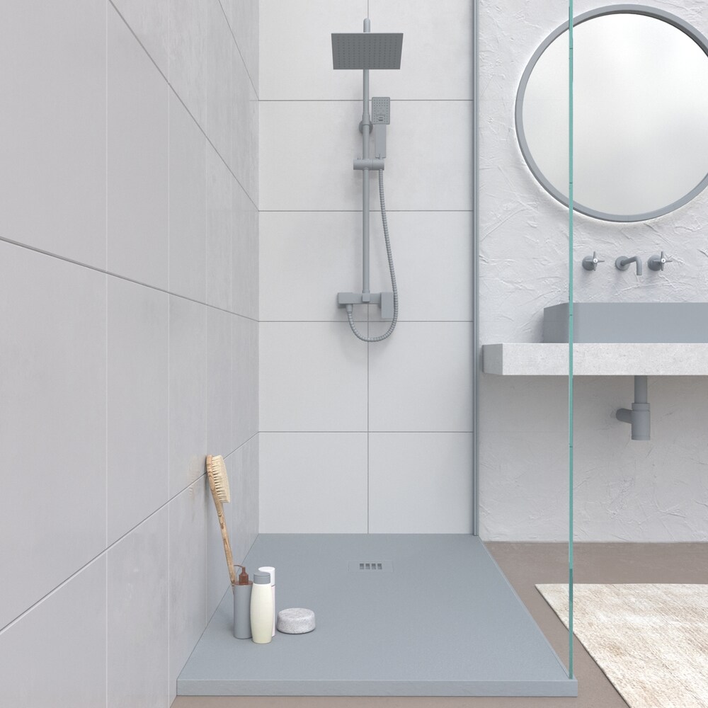 Plato ducha resina MYSTONE Gris RAL 7040 y otros colores exclusivos textura pizarra antibacteriano y antideslizante - Imagen 2