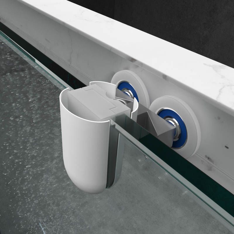 Mampara de ducha rectangular FLARE apertura angular 2 fijos-2 puertas correderas. Sin perfil inferior. Acabado efecto mármol. CALACATTA - Imagen 6