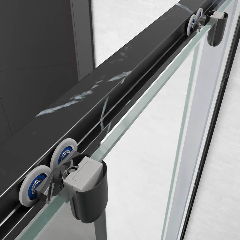 Mampara de ducha rectangular FLARE apertura angular 2 fijos-2 puertas correderas. Sin perfil inferior. Acabado efecto mármol. NEGRO MARQUINA - Imagen 4