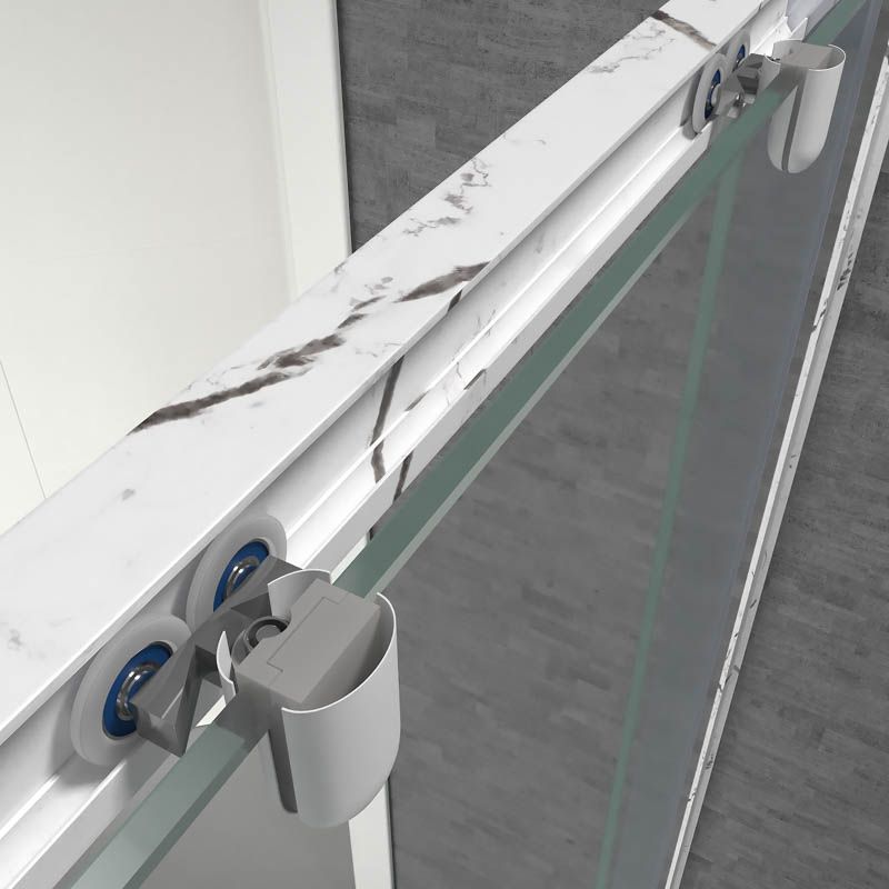 Mampara de ducha frontal FLARE 1 fijo -1 puerta corredera. Acabado efecto mármol. Acabado CALACATTA - Imagen 6