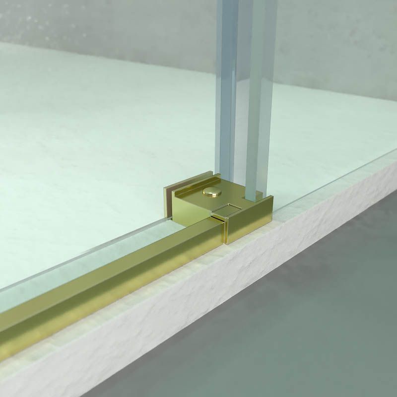 Mampara de ducha rectangular FLARE apertura angular 2 fijos-2 puertas correderas. Sin perfil inferior. Acabado ORO - Imagen 8