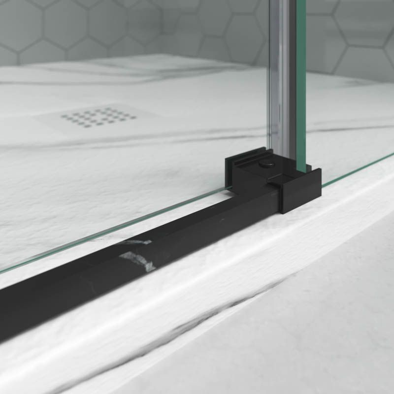 Mampara de ducha rectangular FLARE apertura angular 2 fijos-2 puertas correderas. Sin perfil inferior. Acabado efecto mármol. NEGRO MARQUINA - Imagen 6
