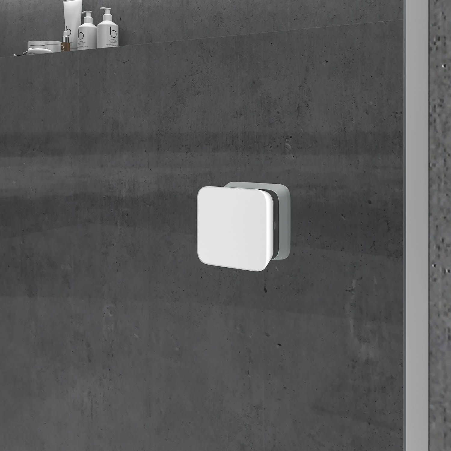 Mampara de ducha frontal LIFE 1 fijo + 1 puerta corredera vidrio 8 mm con cierre amortiguado. Acabado BLANCO MATE - Imagen 8