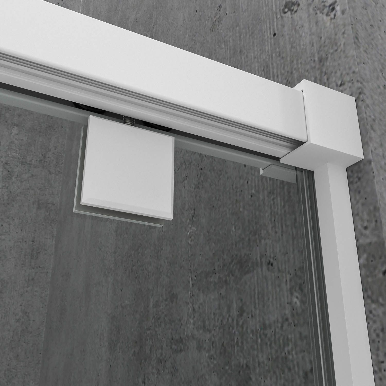 Mampara de ducha frontal LIFE 1 fijo + 1 puerta corredera vidrio 8 mm con cierre amortiguado. Acabado BLANCO MATE - Imagen 4