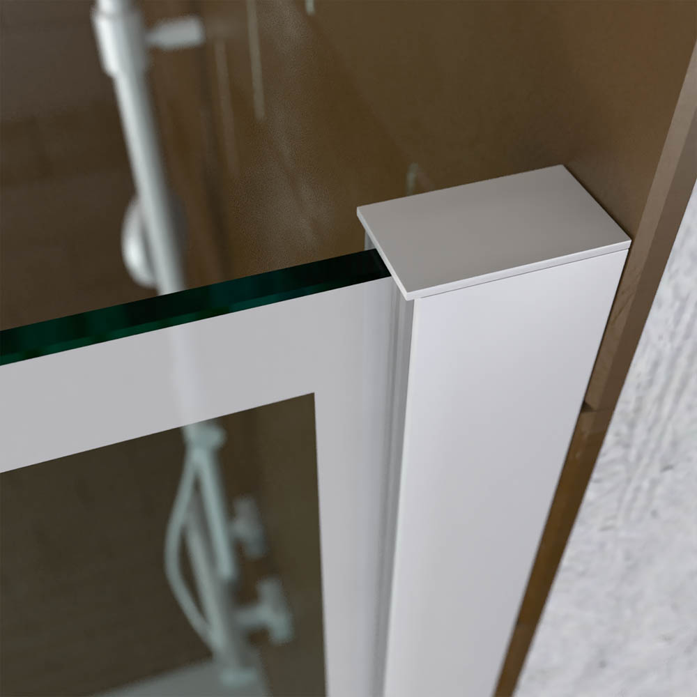 Mampara de ducha ZEN fija decorado industrial- vidrio 8MM - Tratamiento anti-cal incluido - Incluye brazo de seguridad. TALOS - Imagen 5