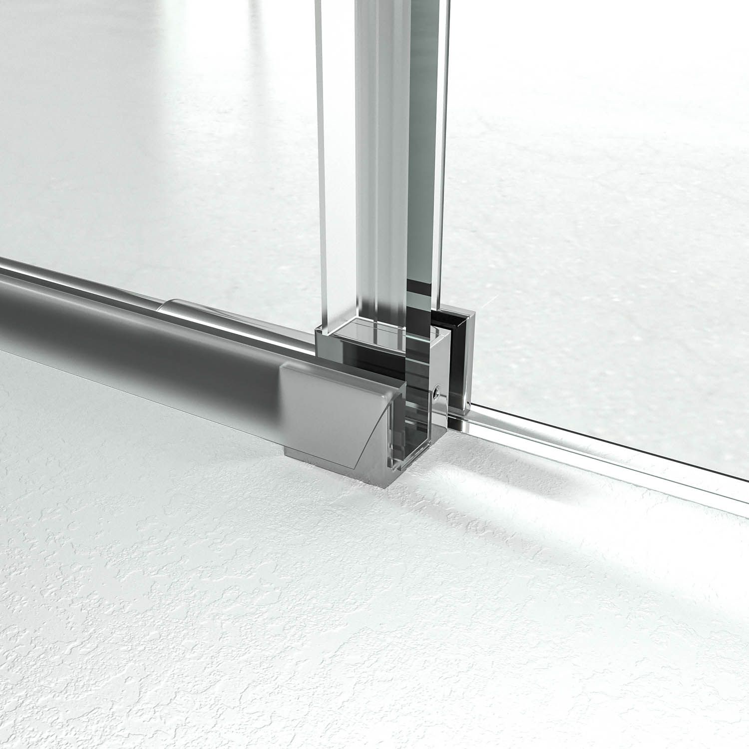 Mampara de ducha frontal LIFE 1 fijo + 1 puerta corredera vidrio 8 mm con cierre amortiguado. Acabado CROMO BRILLO - Imagen 4