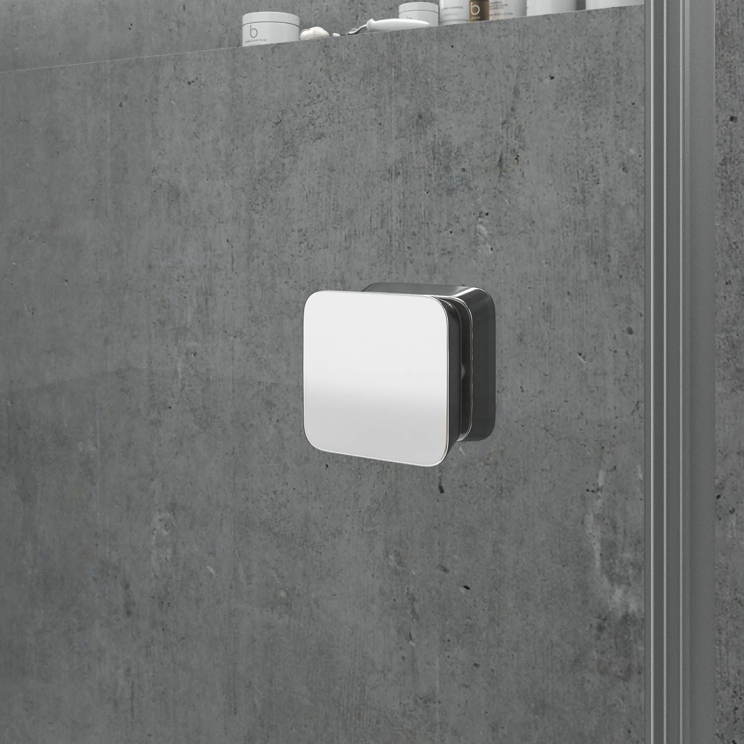 Mampara de ducha frontal LIFE 1 fijo + 1 puerta corredera vidrio 8 mm con cierre amortiguado. Acabado CROMO BRILLO - Imagen 5