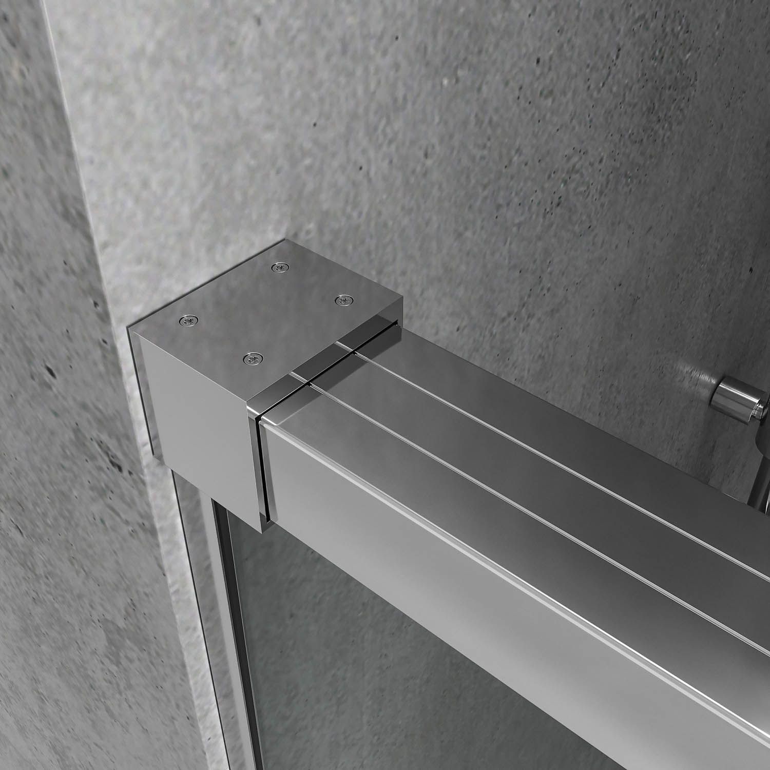 Mampara de ducha frontal LIFE 1 fijo + 1 puerta corredera vidrio 8 mm con cierre amortiguado. Acabado CROMO BRILLO - Imagen 9