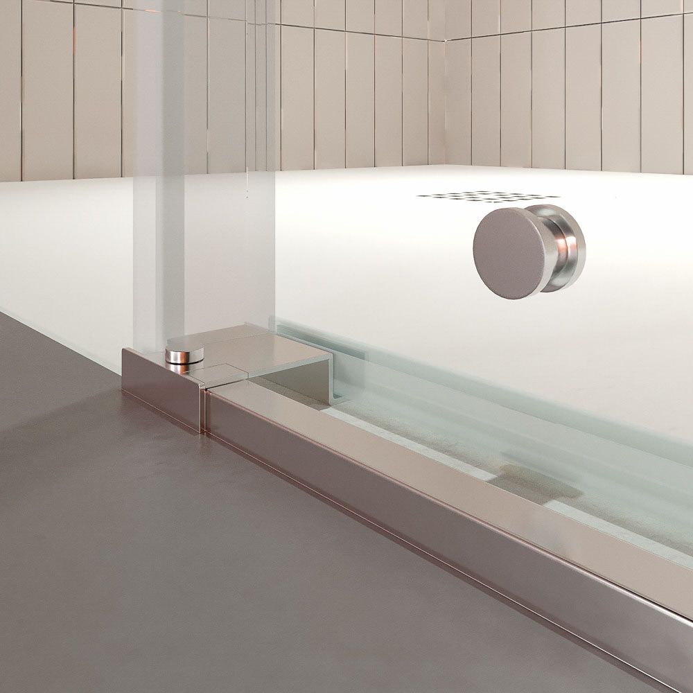 Mampara de ducha AXER frontal 1 fijo +1 puerta corredera central + 1 fijo .Vidrio 6 mm. templado seguridad. ACERO INOXIDABLE - Imagen 4