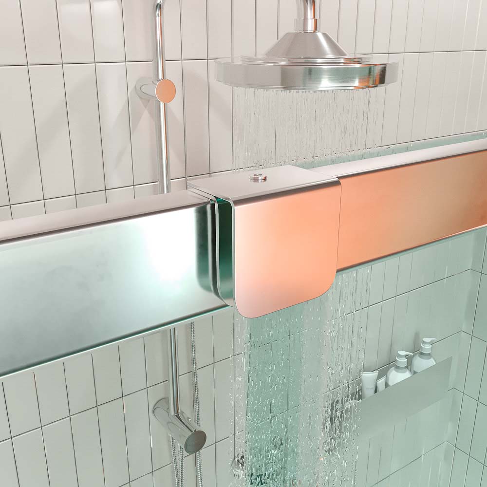 Mampara de ducha AXER frontal 1 fijo +1 puerta corredera central + 1 fijo .Vidrio 6 mm. templado seguridad. ACERO INOXIDABLE - Imagen 5