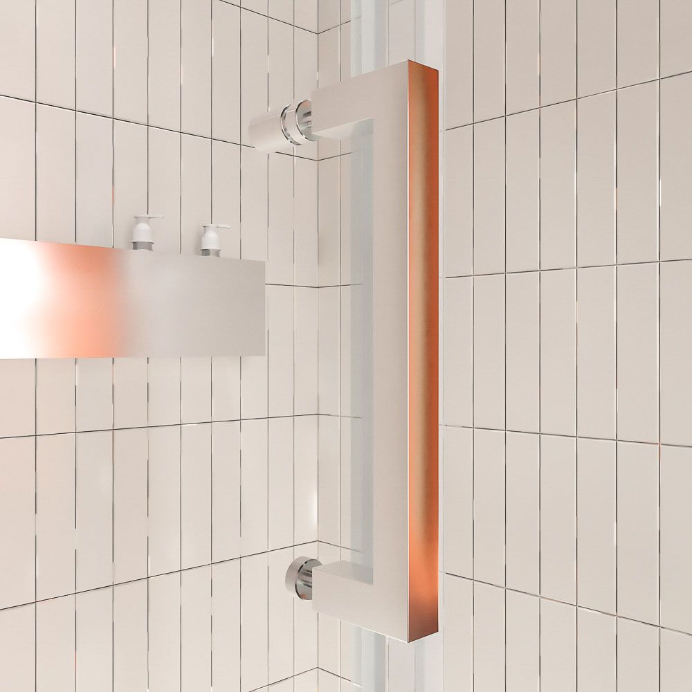 Mampara de ducha AXER frontal 1 fijo +1 puerta corredera central + 1 fijo .Vidrio 6 mm. templado seguridad. ACERO INOXIDABLE - Imagen 6