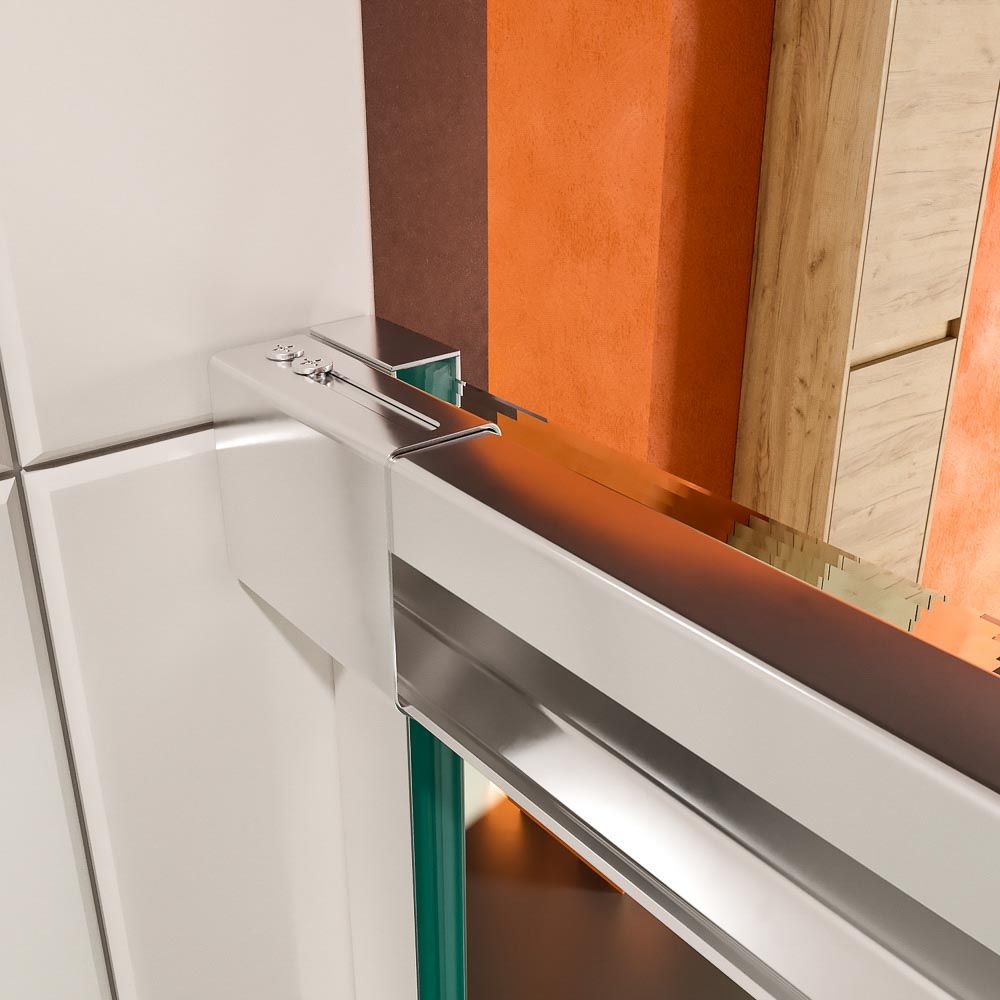 Mampara de ducha AXER frontal 1 fijo +1 puerta corredera central + 1 fijo .Vidrio 6 mm. templado seguridad. ACERO INOXIDABLE - Imagen 7