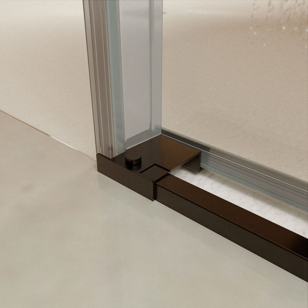 Mampara de ducha AXER frontal 1 fijo - 1 puerta corredera vidrio 6 mm. ACERO INOXIDABLE Negro mate - Imagen 5