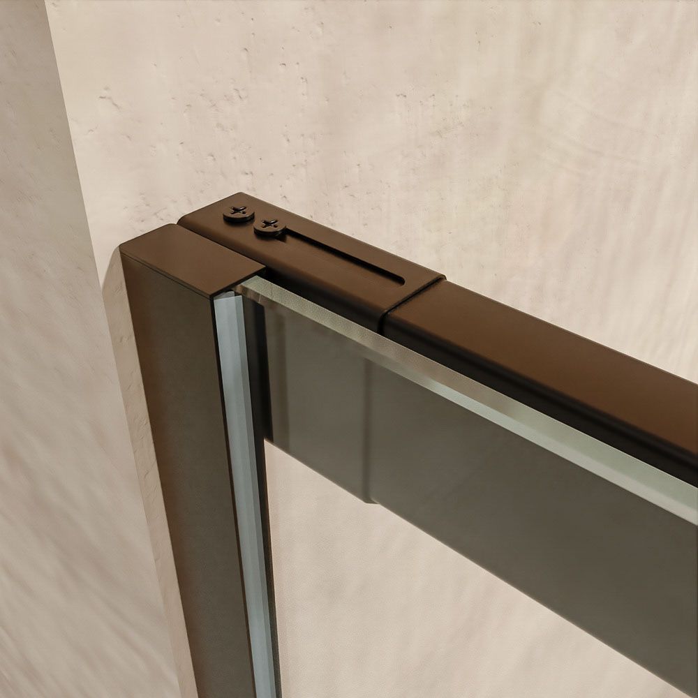 Mampara de ducha AXER frontal 1 fijo - 1 puerta corredera vidrio 6 mm. ACERO INOXIDABLE Negro mate - Imagen 6