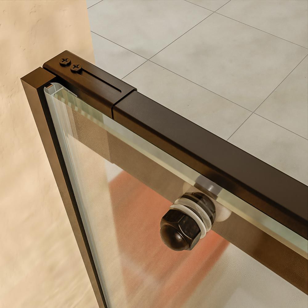 Mampara de ducha AXER frontal 1 fijo - 1 puerta corredera vidrio 6 mm. ACERO INOXIDABLE Negro mate - Imagen 2