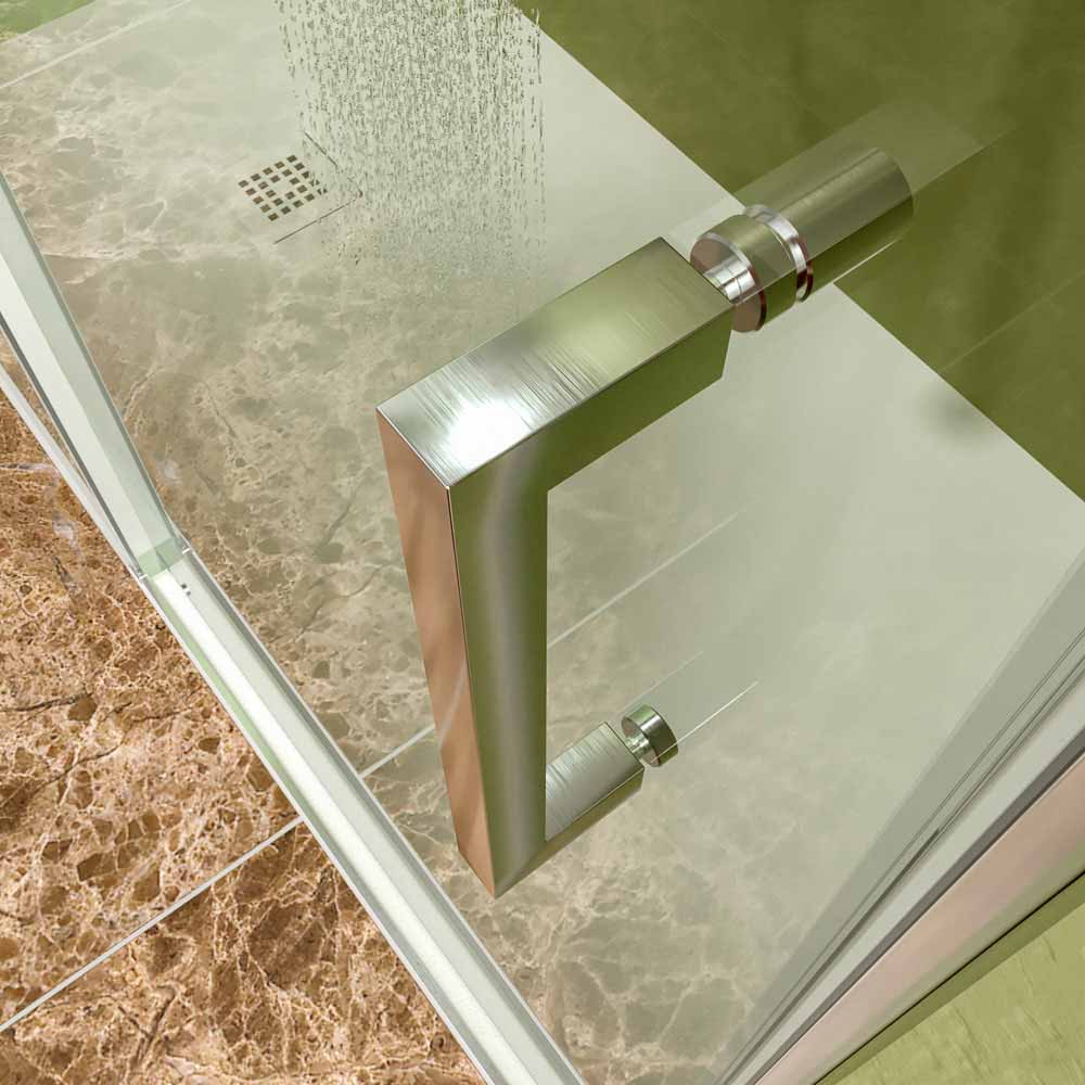Mampara de ducha AXER frontal 1 fijo - 1 puerta corredera vidrio 6 mm. ACERO INOXIDABLE - Imagen 6