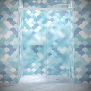 Mampara de ducha frontal BASIC 1 fijo -1 puerta corredera. Sin perfil inferior. Con tratamiento anti-cal . Acabado BLANCO MATE.