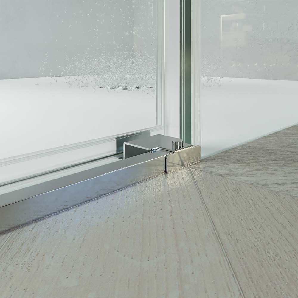 Mampara de ducha TECH HIGH frontal 1 fijo - 1 puerta corredera vidrio 8 mm. ACERO INOXIDABLE fabricada a techo - Imagen 4