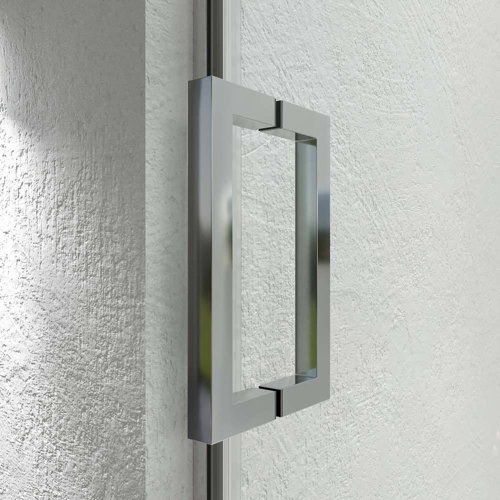 Mampara de ducha TECH HIGH frontal 1 fijo - 1 puerta corredera vidrio 8 mm. ACERO INOXIDABLE fabricada a techo - Imagen 5