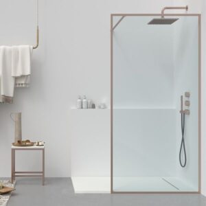 Fijo de  ducha a medida mampara LINE con perfileria enmarcada - Vidrio 8 MM con  tratamiento anti-cal incluido- Brazo sujeción acero inox.