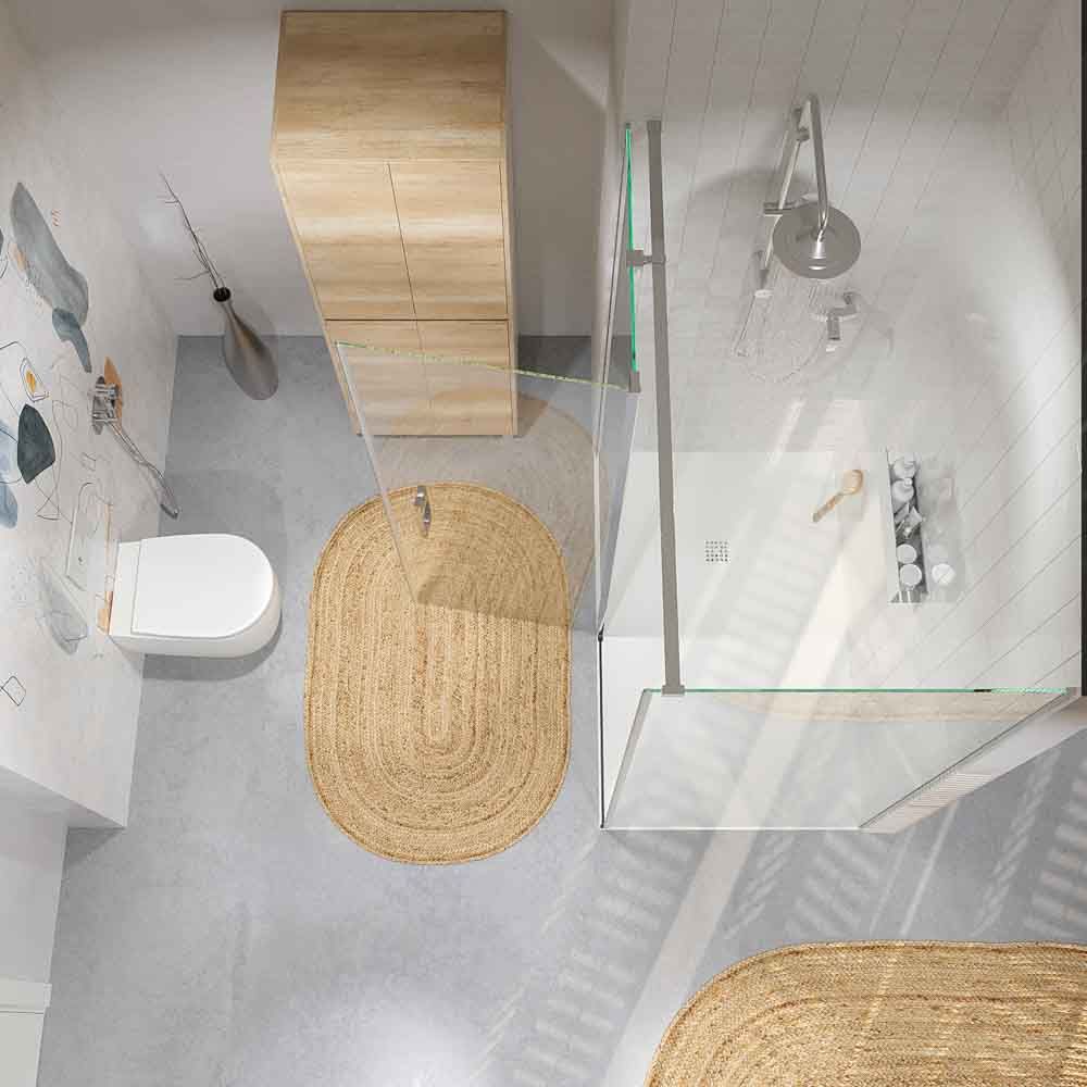 Mampara de ducha rectangular OPEN 2 fijos - 1 puerta abatible a medida CROMO BRILLO - Imagen 6