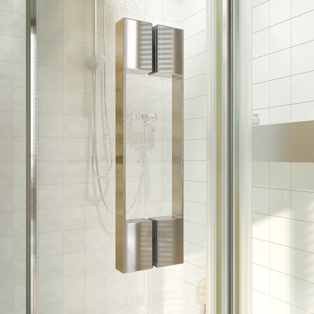 Mampara de ducha rectangular OPEN 2 fijos - 1 puerta abatible a medida CROMO BRILLO - Imagen 4