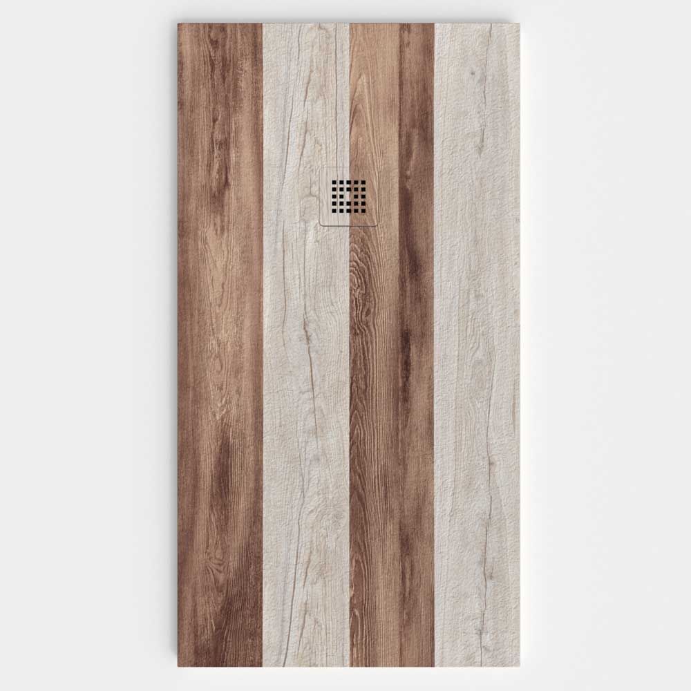 Plato de ducha resina textura pizarra acabado efecto Madera Buul - antideslizante STONE 3D moderno