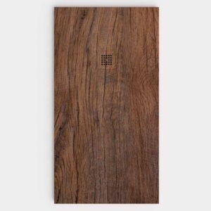 Plato de ducha resina textura pizarra acabado efecto Madera Rosewood - antideslizante STONE 3D moderno