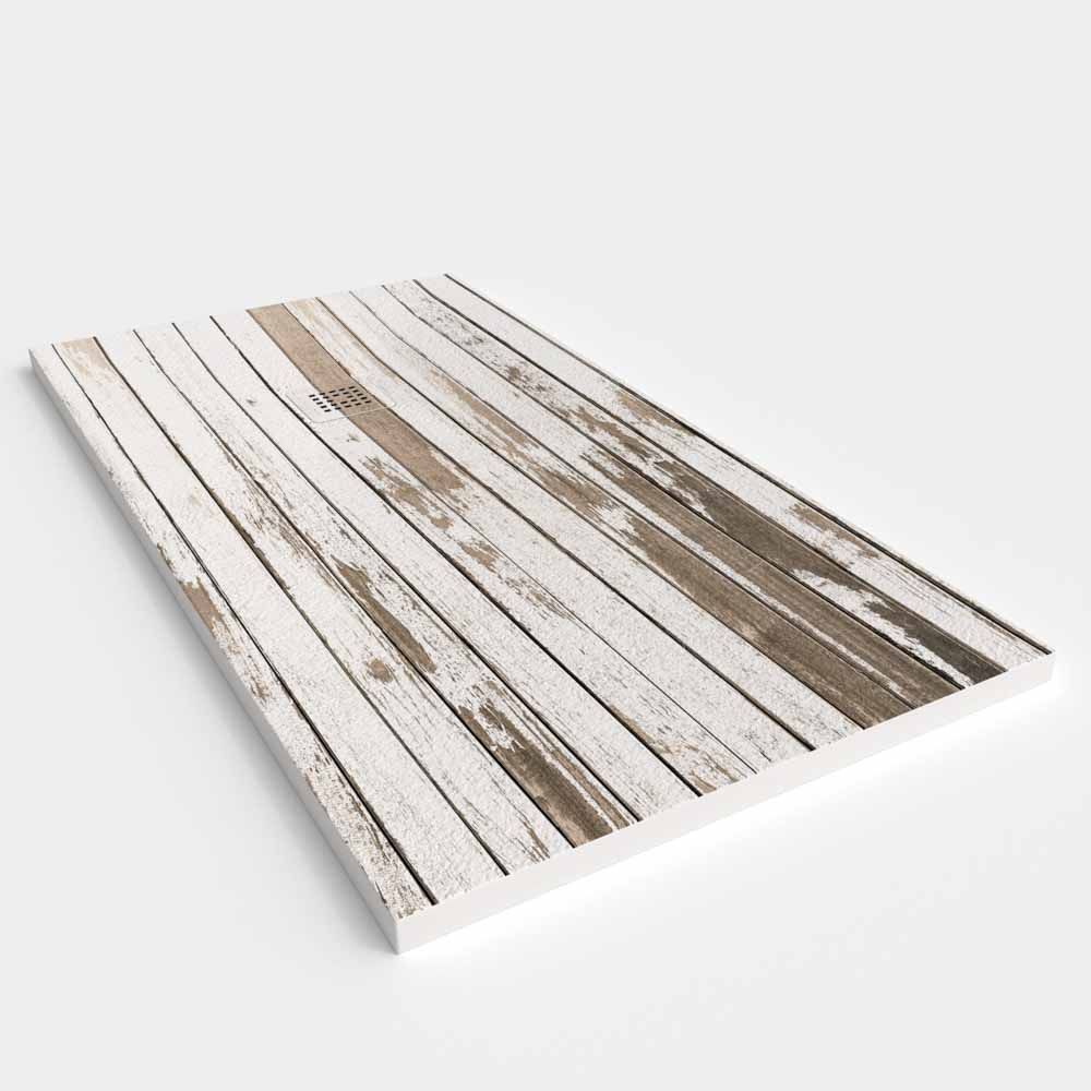 Plato de ducha resina textura pizarra acabado efecto Madera Vintage - antideslizante STONE 3D moderno - Imagen 2