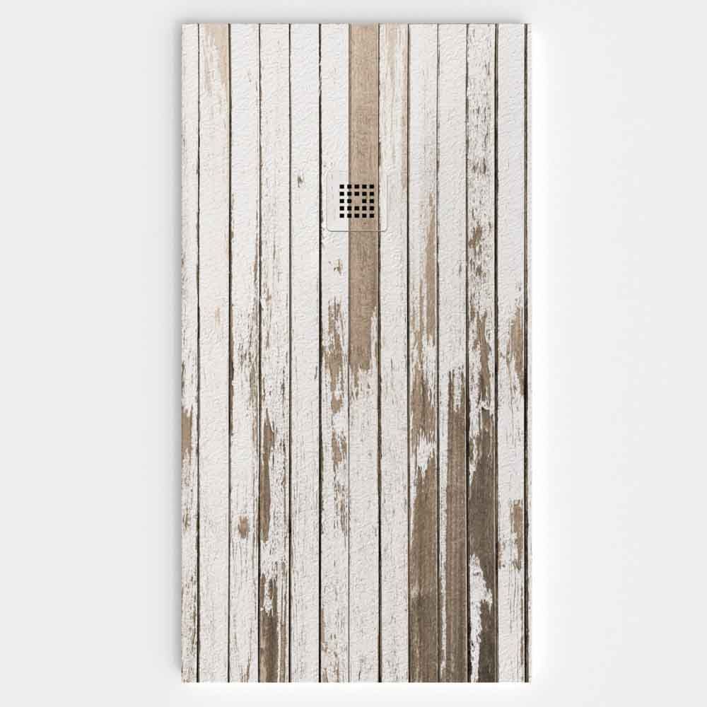 Plato de ducha resina textura pizarra acabado efecto Madera Vintage - antideslizante STONE 3D moderno