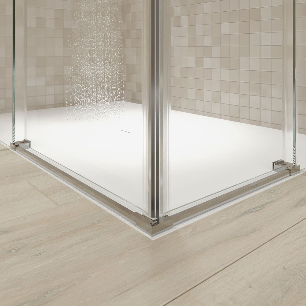 Mampara de ducha rectangular FLARE apertura angular 2 fijos-2 puertas correderas. Sin perfil inferior. Con tratamiento anti-cal. Acabado cromo brillo - Imagen 3