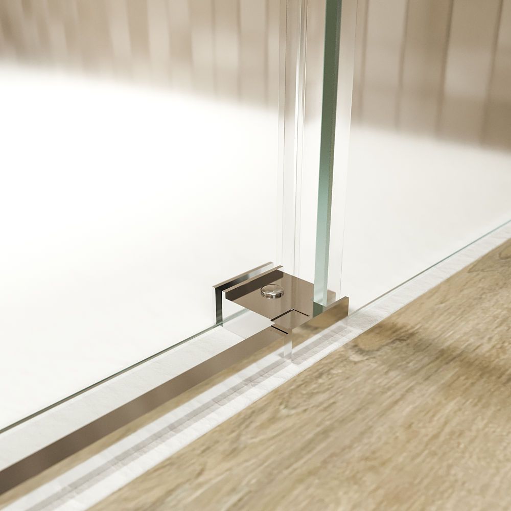 Mampara de ducha rectangular FLARE apertura angular 2 fijos-2 puertas correderas. Sin perfil inferior. Con tratamiento anti-cal. Acabado cromo brillo - Imagen 5