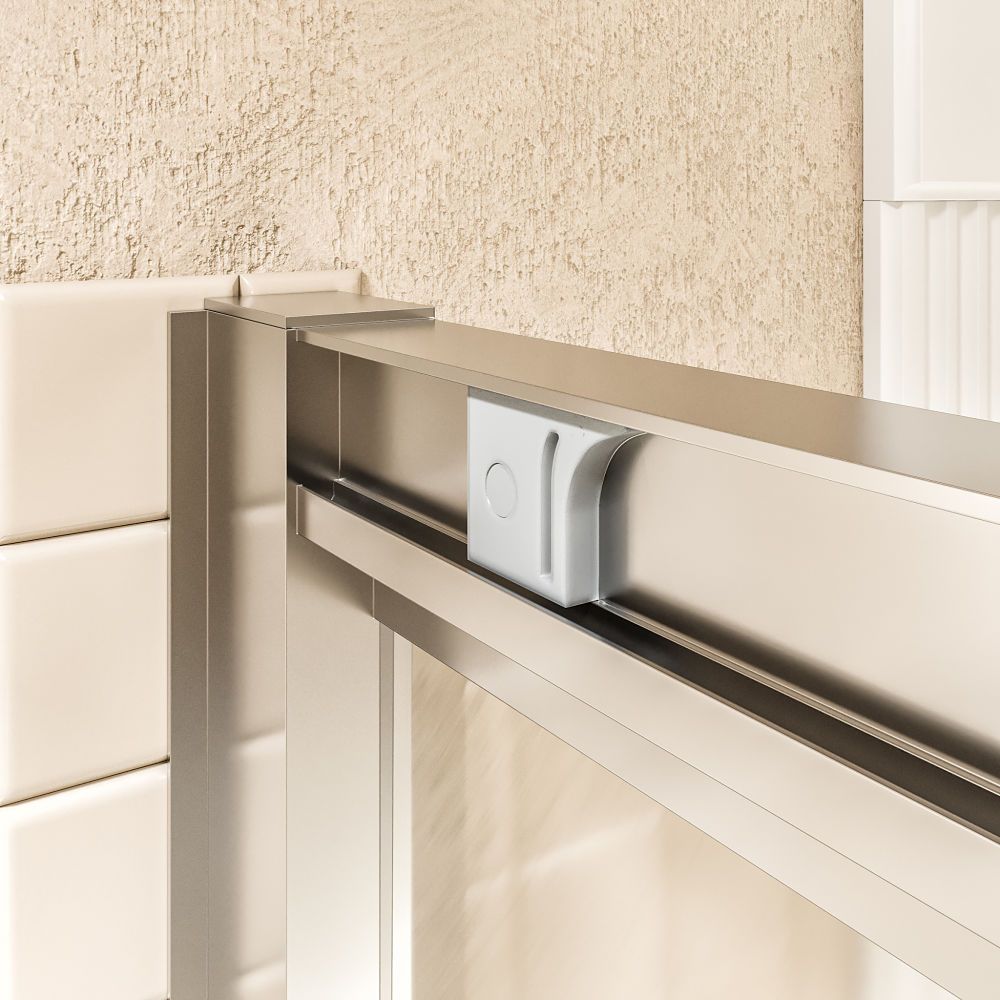 Mampara de ducha rectangular FLARE apertura angular 2 fijos-2 puertas correderas. Sin perfil inferior. Con tratamiento anti-cal. Acabado cromo brillo - Imagen 6