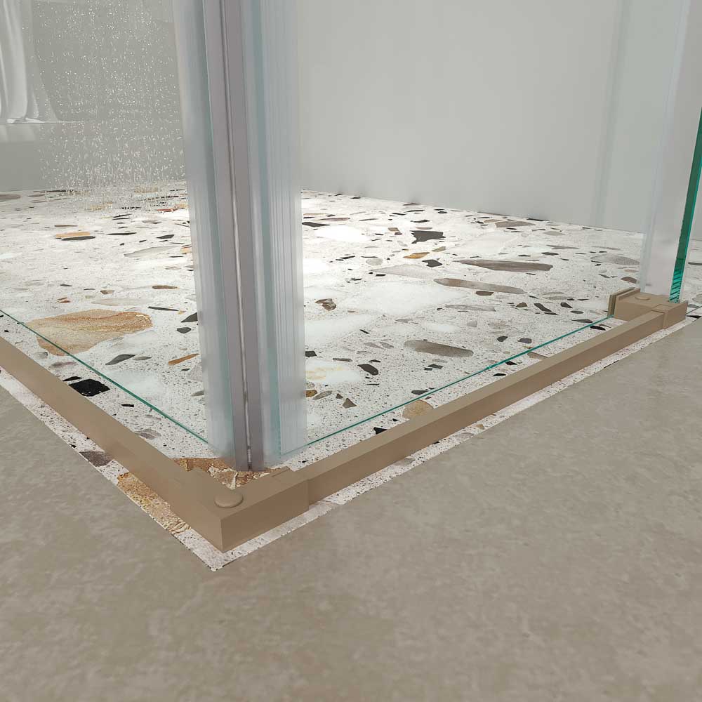 Mampara de ducha rectangular LINEA apertura angular 2 fijos-2 puertas correderas. Sin perfil inferior. Acabado MOKA - Imagen 5