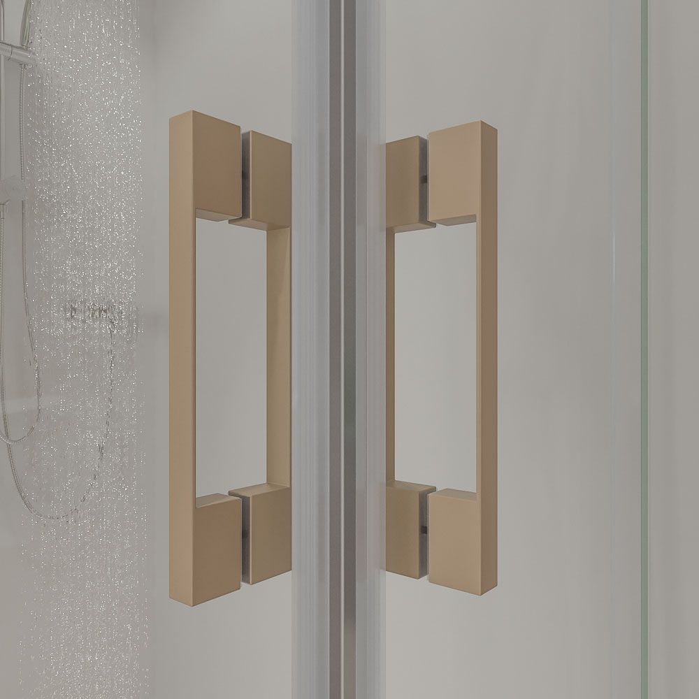 Mampara de ducha rectangular LINEA apertura angular 2 fijos-2 puertas correderas. Sin perfil inferior. Acabado MOKA - Imagen 3