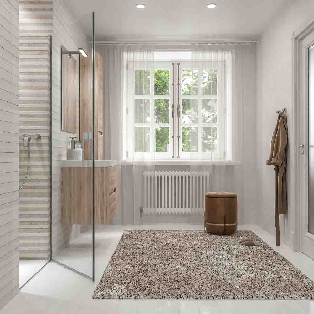 Mampara de ducha frontal OPEN 1 puerta SERIGRAFIA abatible a medida acabado CROMO BRILLO - Imagen 5