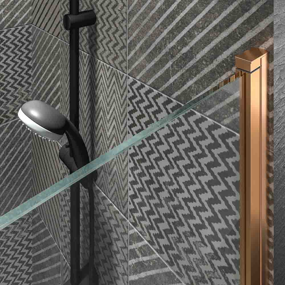 Mampara de ducha frontal OPEN 1 puerta abatible a medida. Acabado COBRE MATE - Imagen 2