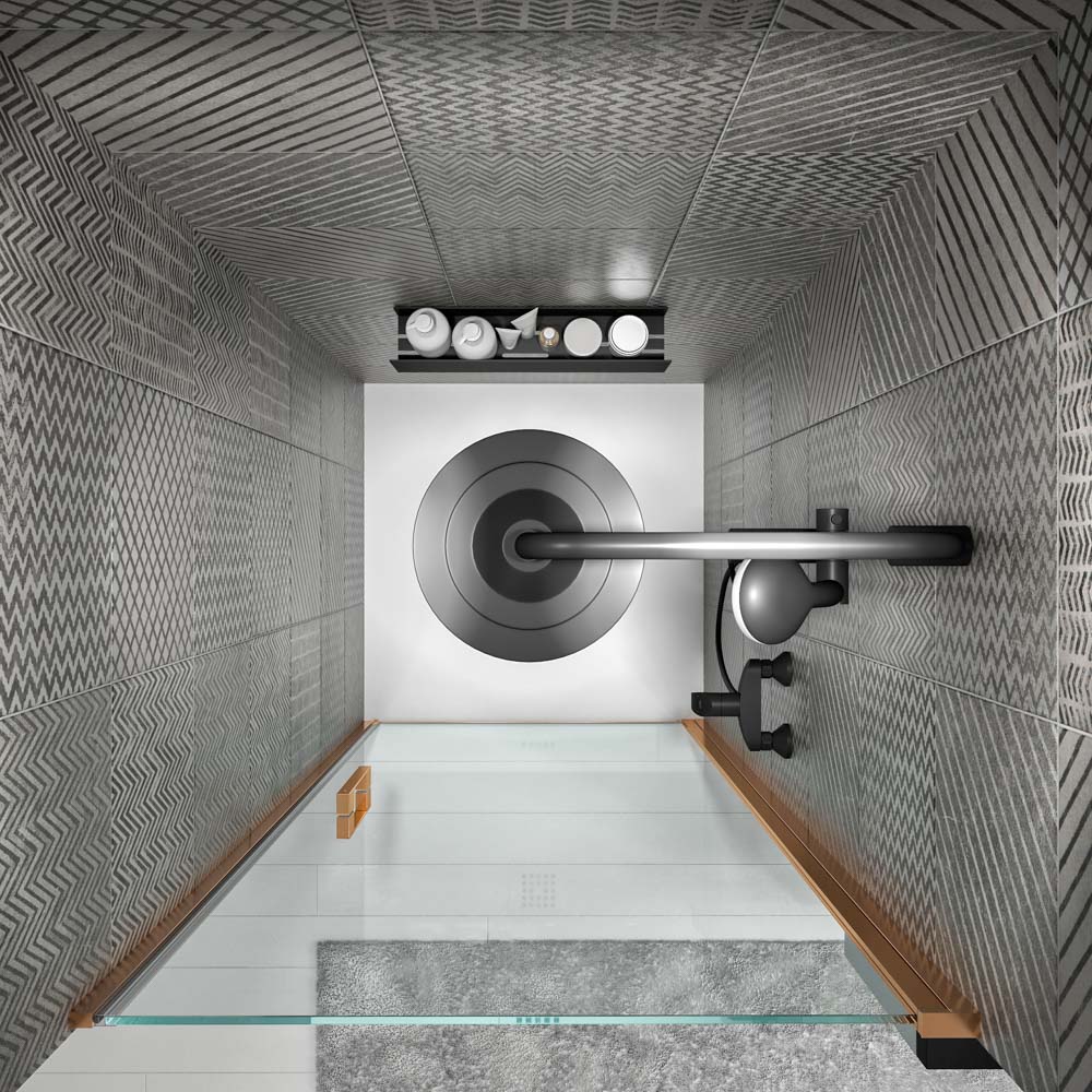 Mampara de ducha frontal OPEN 1 puerta abatible a medida. Acabado COBRE MATE - Imagen 3