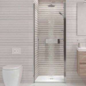 Mampara de ducha frontal OPEN 1 puerta abatible a medida acabado CROMO BRILLO